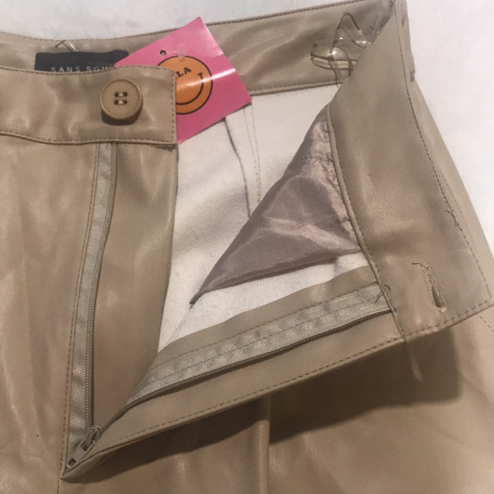 Dressed In LALA “Excuse Me Vegan Leather Shorts in Vanilla” High Rise Bermuda S - Picture 13 of 16